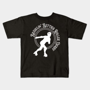 Brawlin' Betties Roller Derby - White Logo Kids T-Shirt